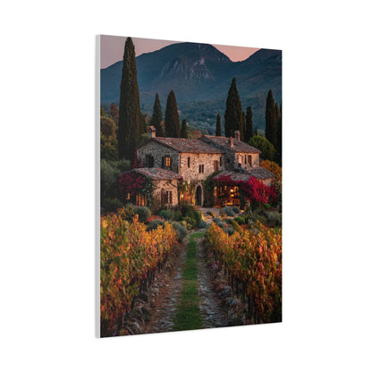 Tuscan Vineyard Autumn Villa Wall Art & Canvas Print