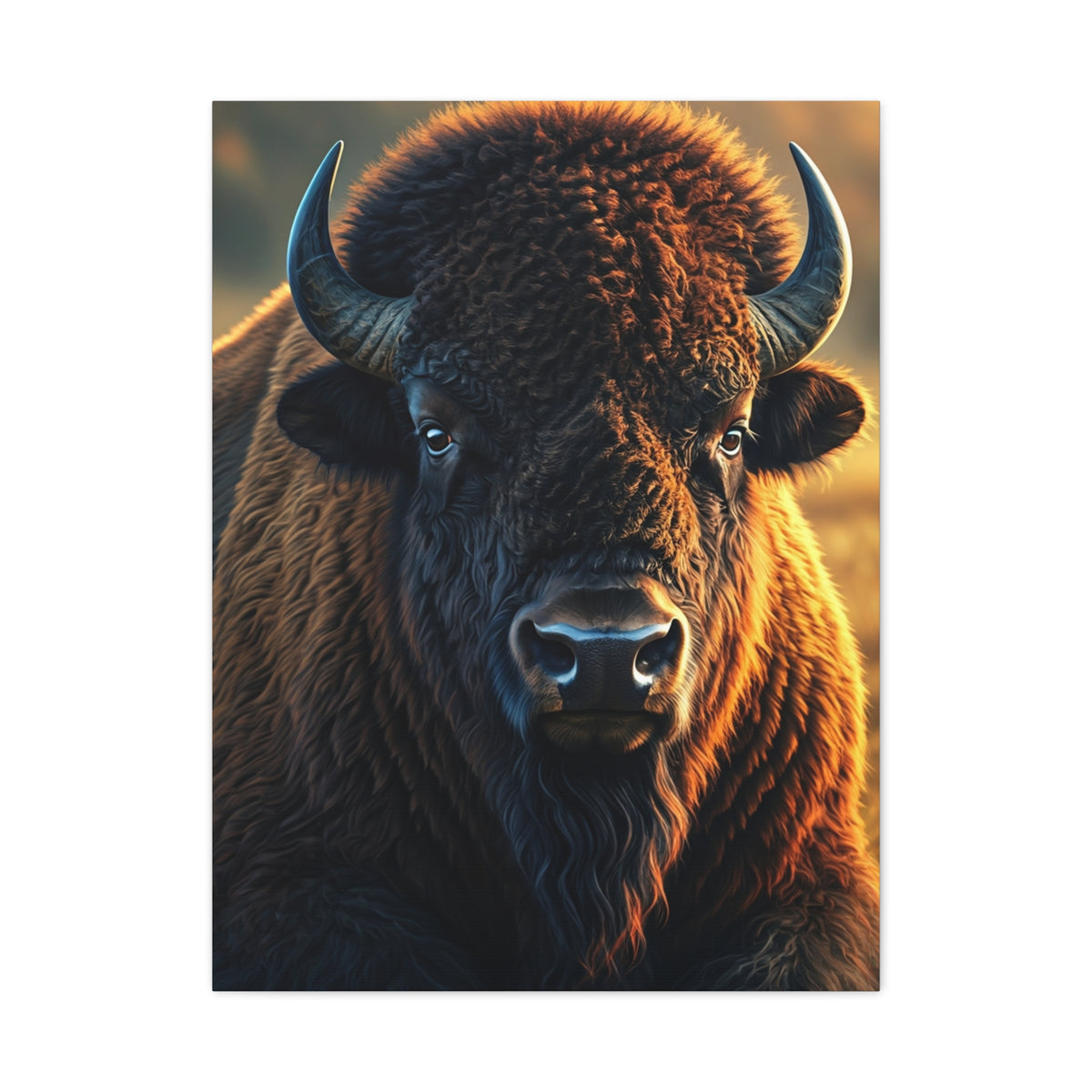 Warm Copper-Toned American Bison Portrait Wall Art & Canvas Print