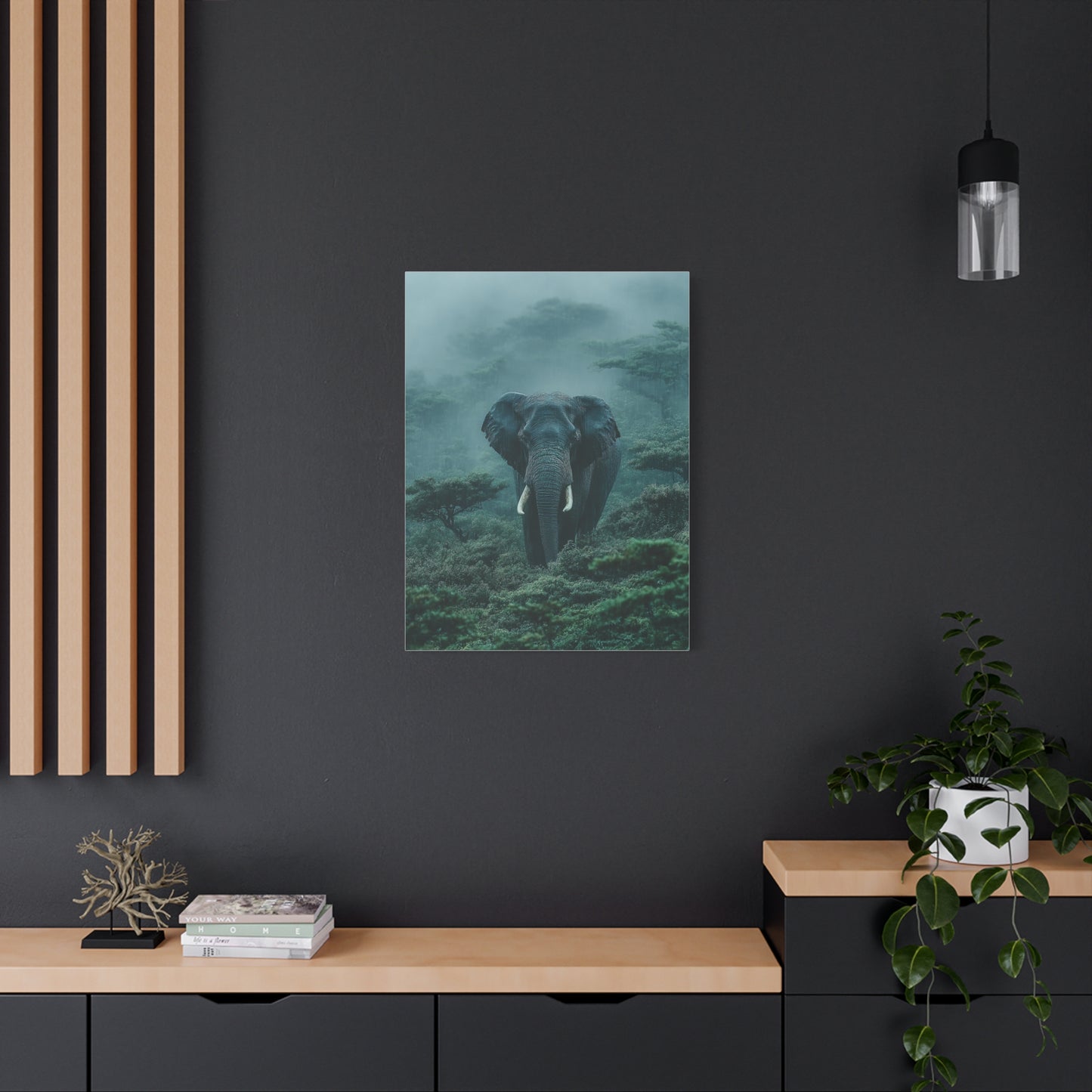 Elephant Rainforest Monsoon Portrait Wall Art & Canvas Print