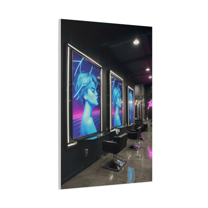 Sleek Contemporary Graphic Artwork With Neon Accents Wall Art & Canvas Print