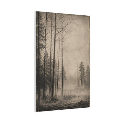 Vintage Fog Forest Monochrome Trees Wall Art & Canvas Print