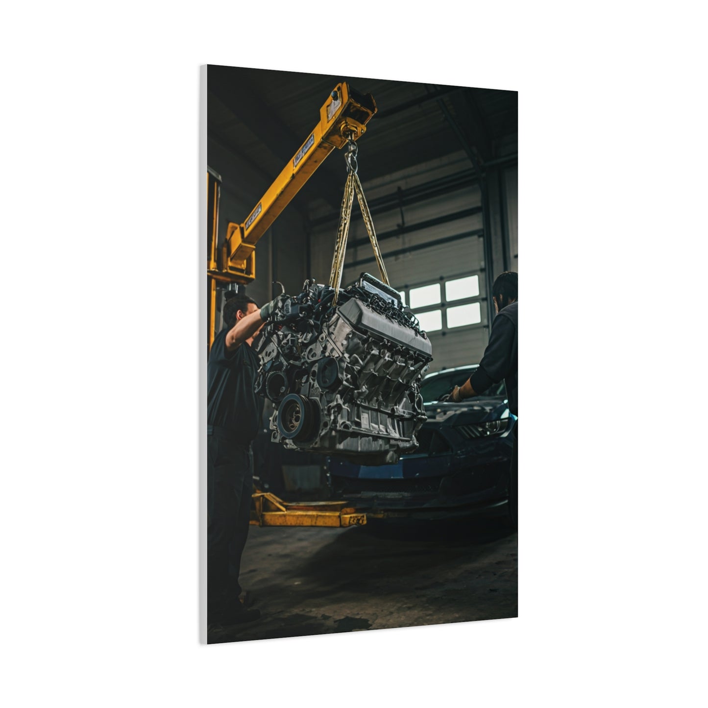 Ford Mustang Shelby GT350 Engine Installation Scene Wall Art & Canvas Prints