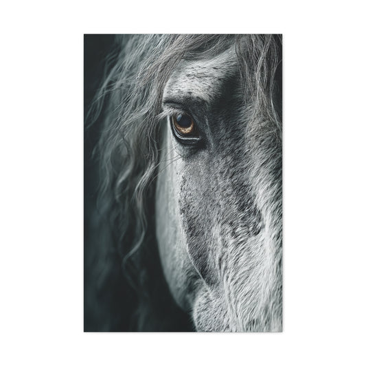 Horse Eye Intimate Monochrome Wall Art & Canvas Print