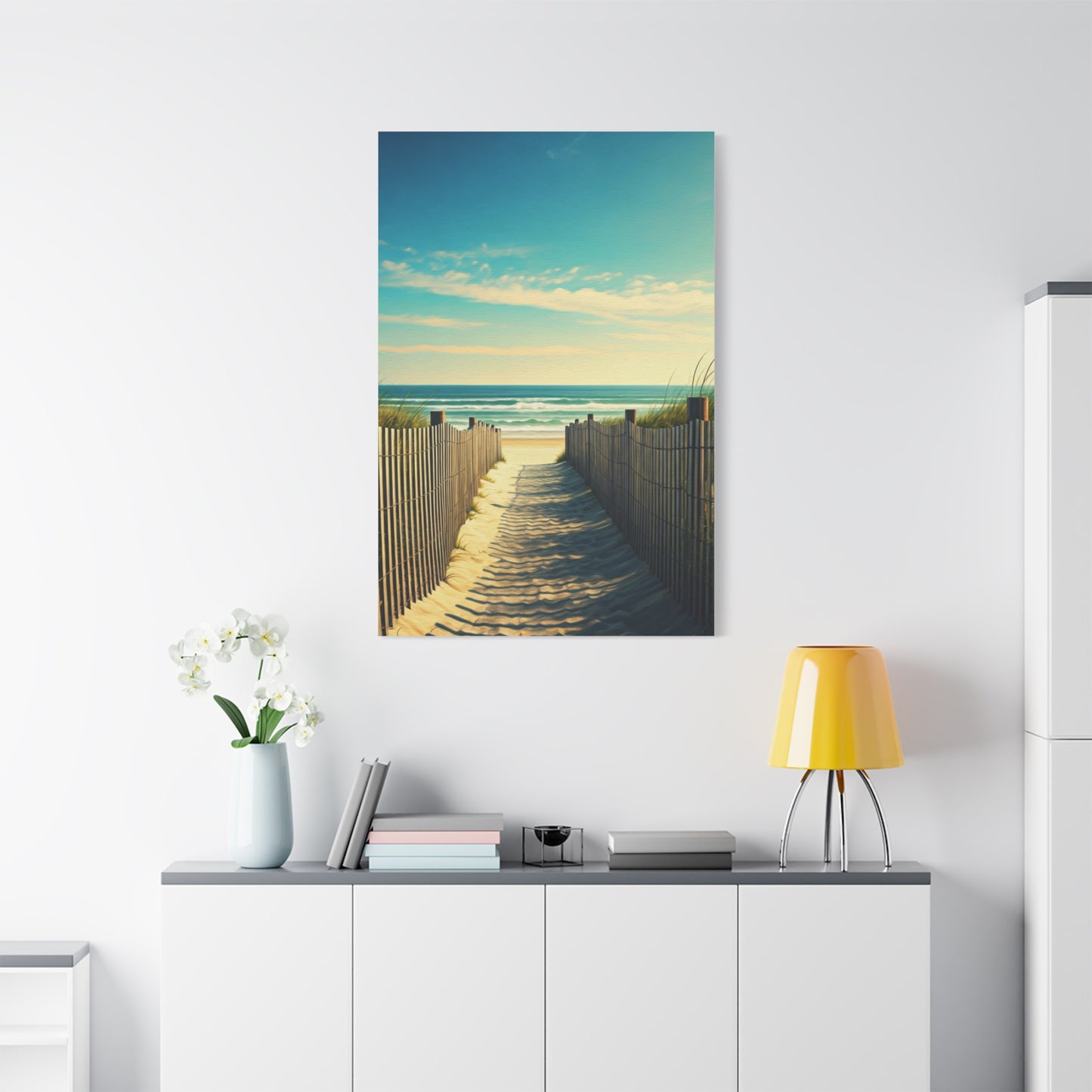 Sandy Fence Pathway to the Shore Wall Art & Canvas Prints