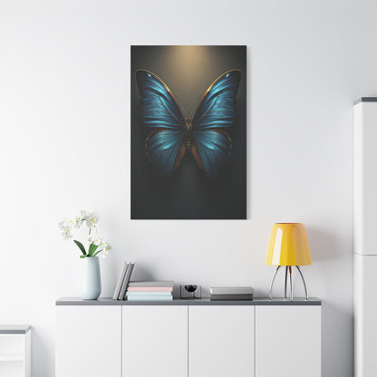 Midnight Blue Butterfly Symmetry Portrait Wall Art & Canvas Prints