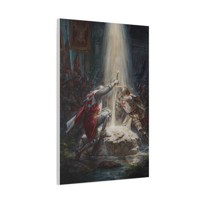 Knights Witness the Miracle of Excalibur Wall Art & Canvas Print
