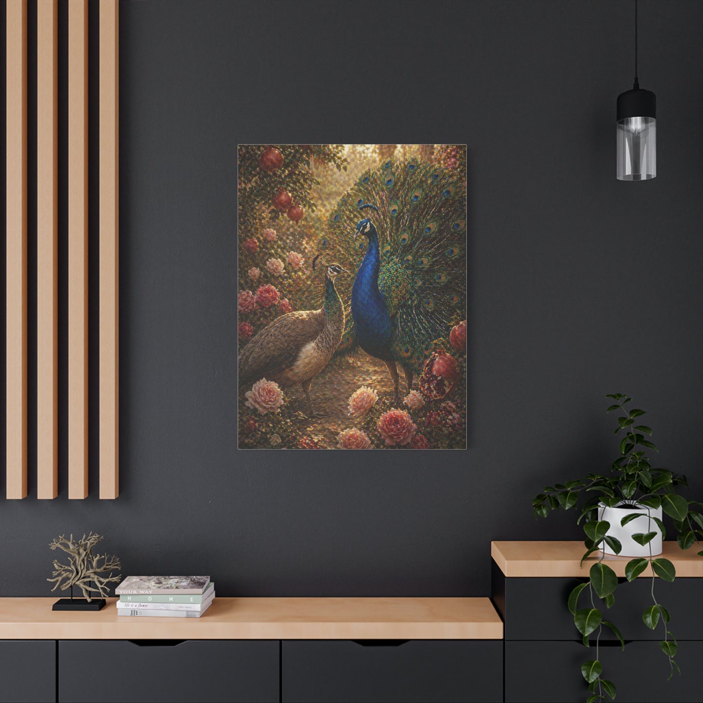 Romantic Garden Peacock Pair Wall Art & Canvas Print