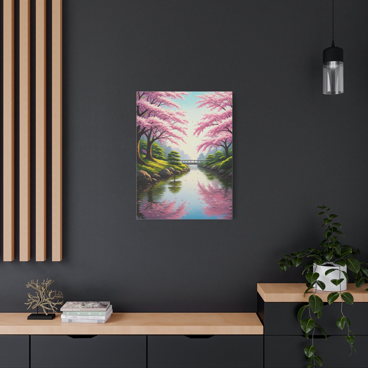 Sakura River Garden Reflection Wall Art & Canvas Prints
