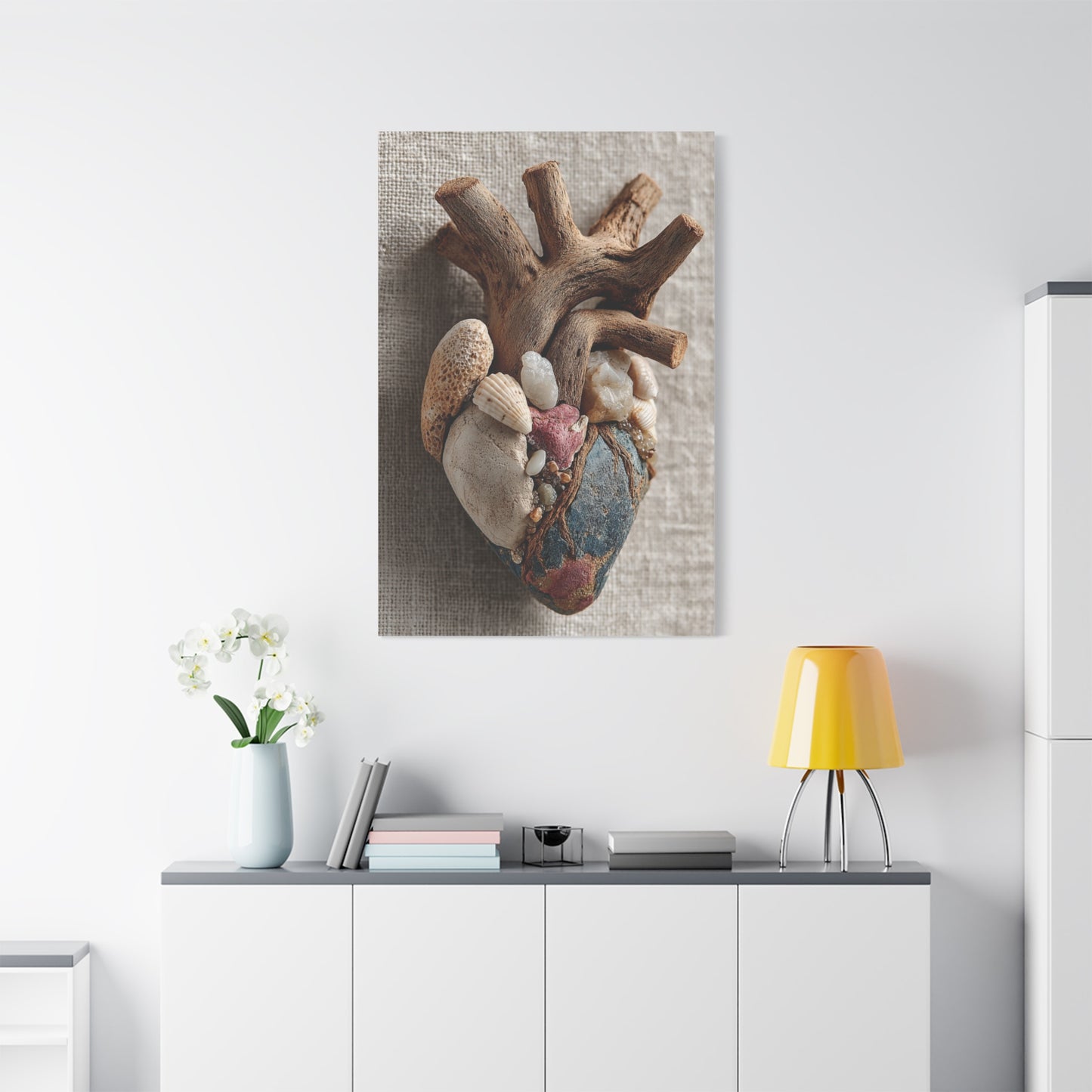 Driftwood Coastal Heart Sculpture Wall Art & Canvas Print