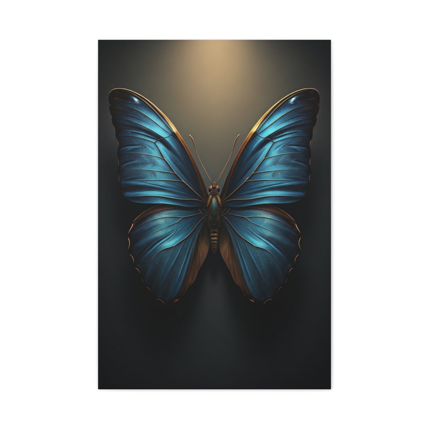 Midnight Blue Butterfly Symmetry Portrait Wall Art & Canvas Prints