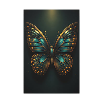 Emerald Gold Butterfly Symmetry Portrait Wall Art & Canvas Prints