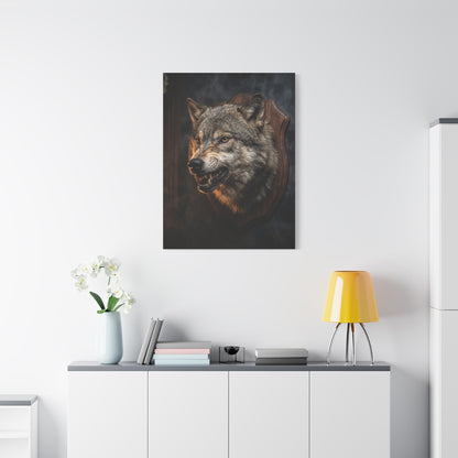 Mounted Wolf Head Lodge Trophy Scene Wall Art & Canvas Print