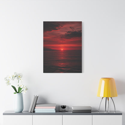 Crimson Sunset Seascape Wall Art & Canvas Print