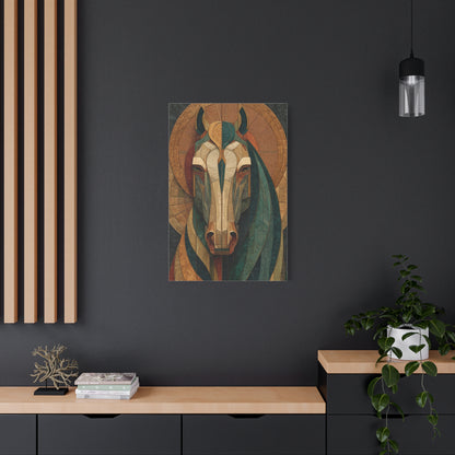 Geometric Equestrian Mosaic Portrait Wall Art & Canvas Print