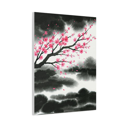 Japanese Ink Brush Sakura Landscape Wall Art & Canvas Prints