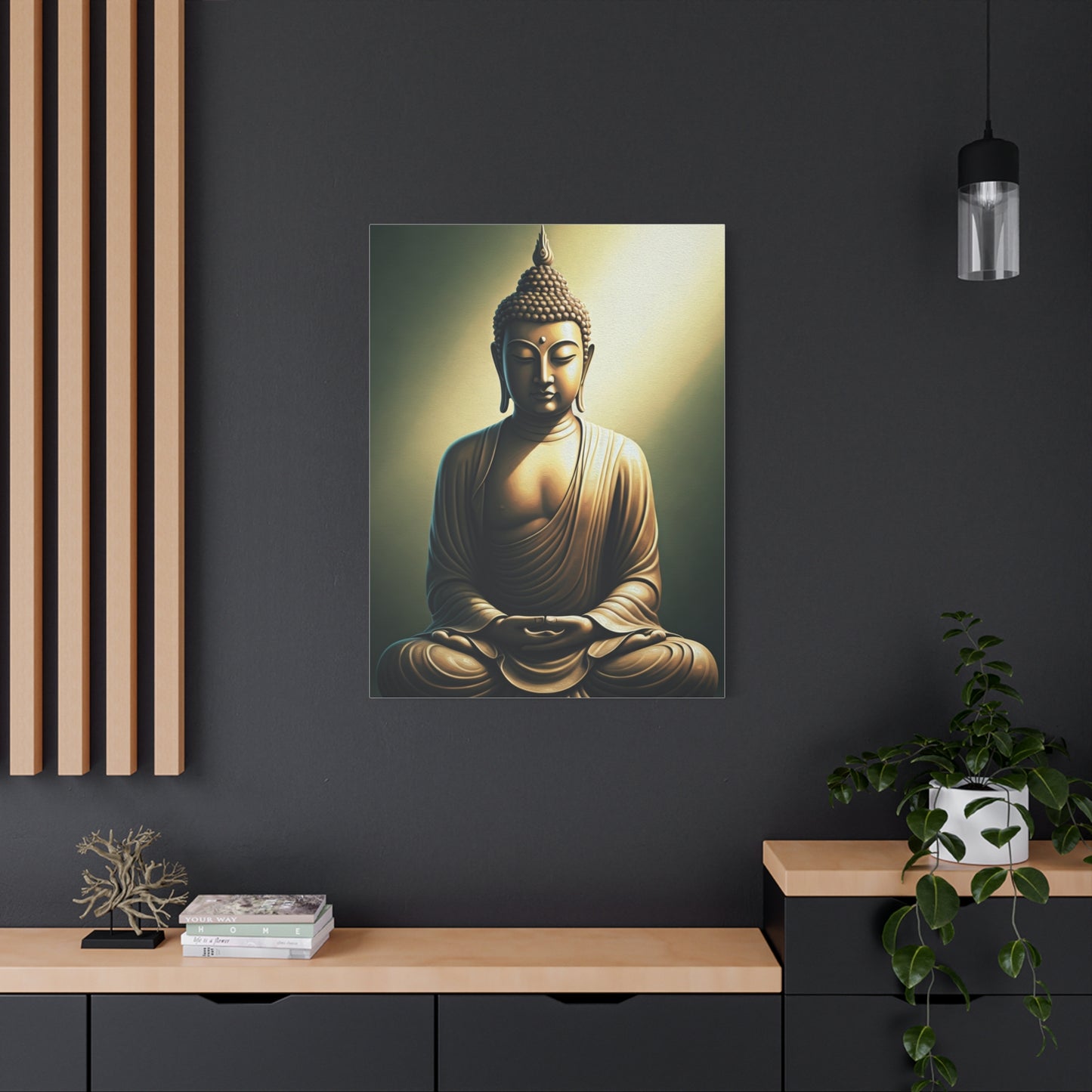 Golden Harmony Buddha Meditation Portrait Wall Art & Canvas Prints