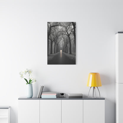 Misty Tree Avenue Monochrome Wall Art & Canvas Print