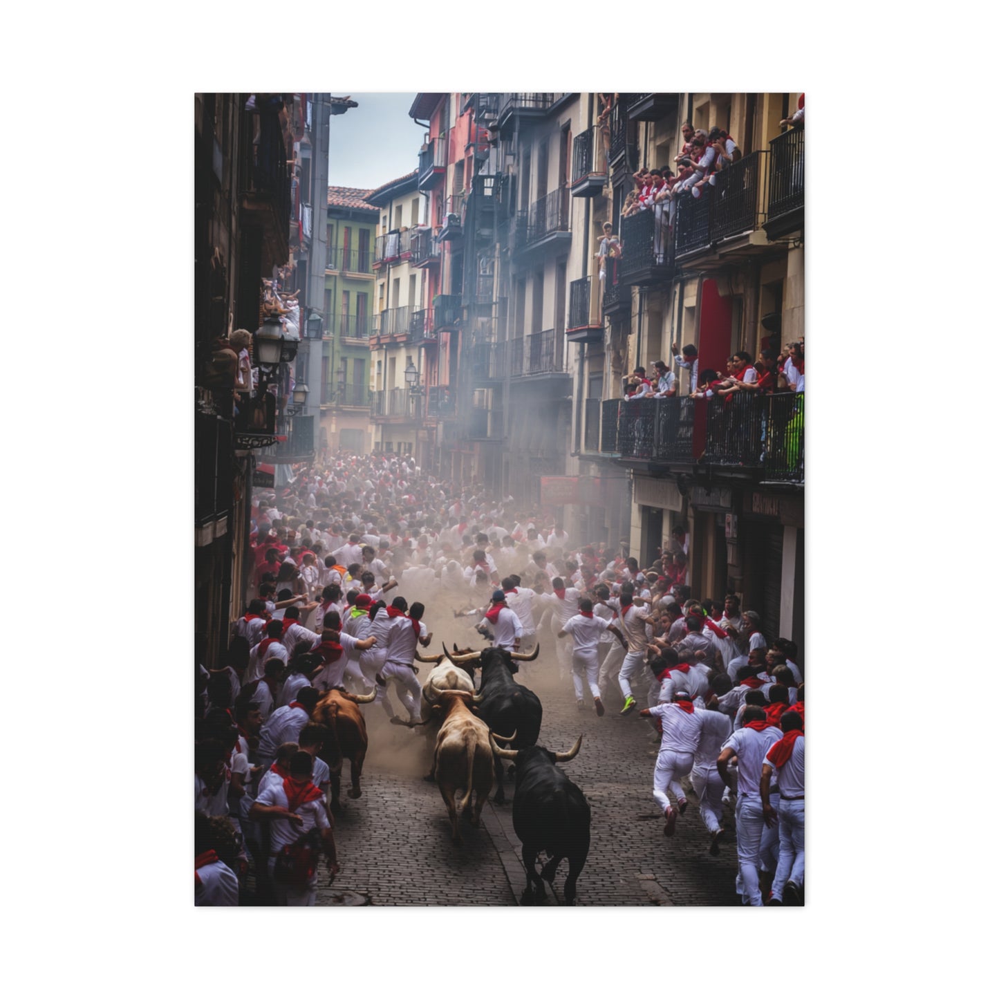 Pamplona Festival Bull Run Wall Art & Canvas Print