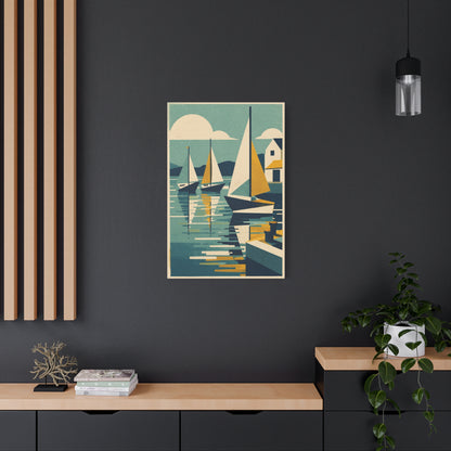 Geometric Harbor Sailboats Wall Art & Canvas Print