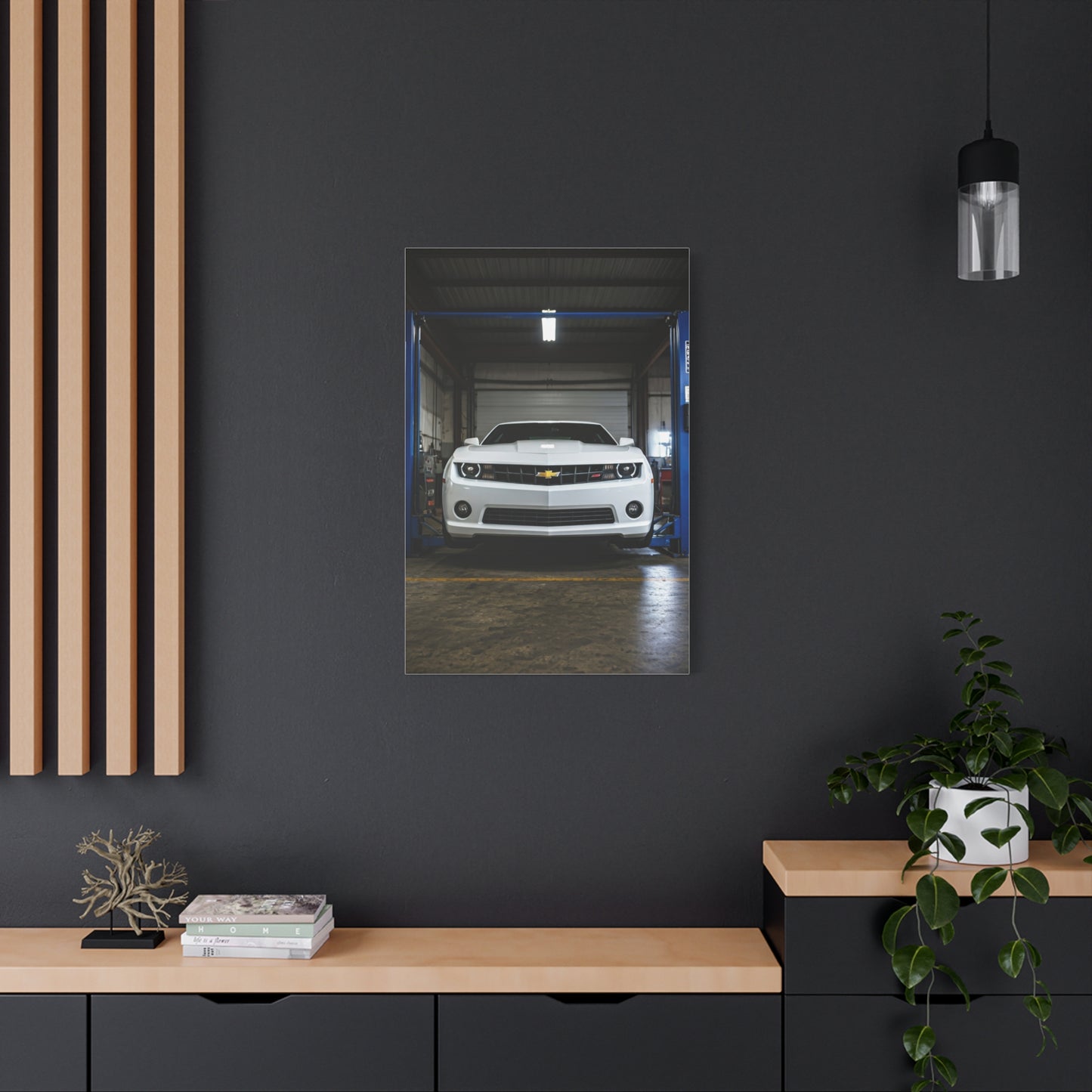 Chevrolet Camaro SS Hydraulic Lift Workshop Scene Wall Art & Canvas Prints