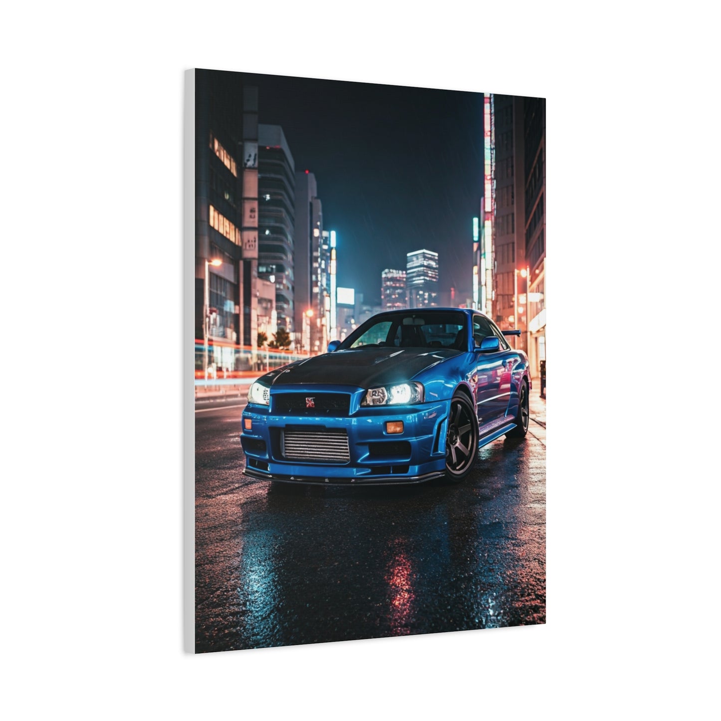 Nissan Skyline GT-R R34 City Rain Reflections Wall Art & Canvas Prints