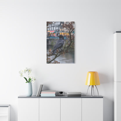 Raven on a Tree Branch Wall Art & Canvas Print