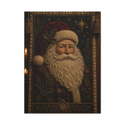 Handcrafted Textile Santa Tapestry Wall Art & Canvas Print