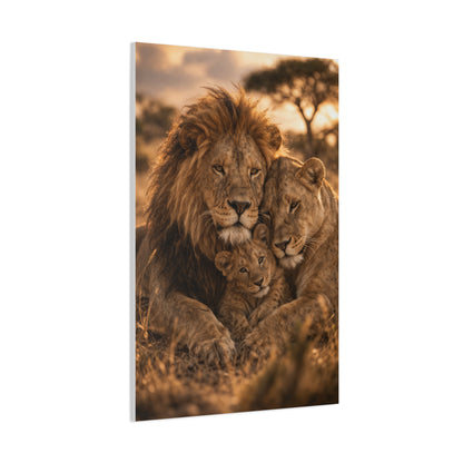 Lion Family Embrace Golden Bond Wall Art & Canvas Print