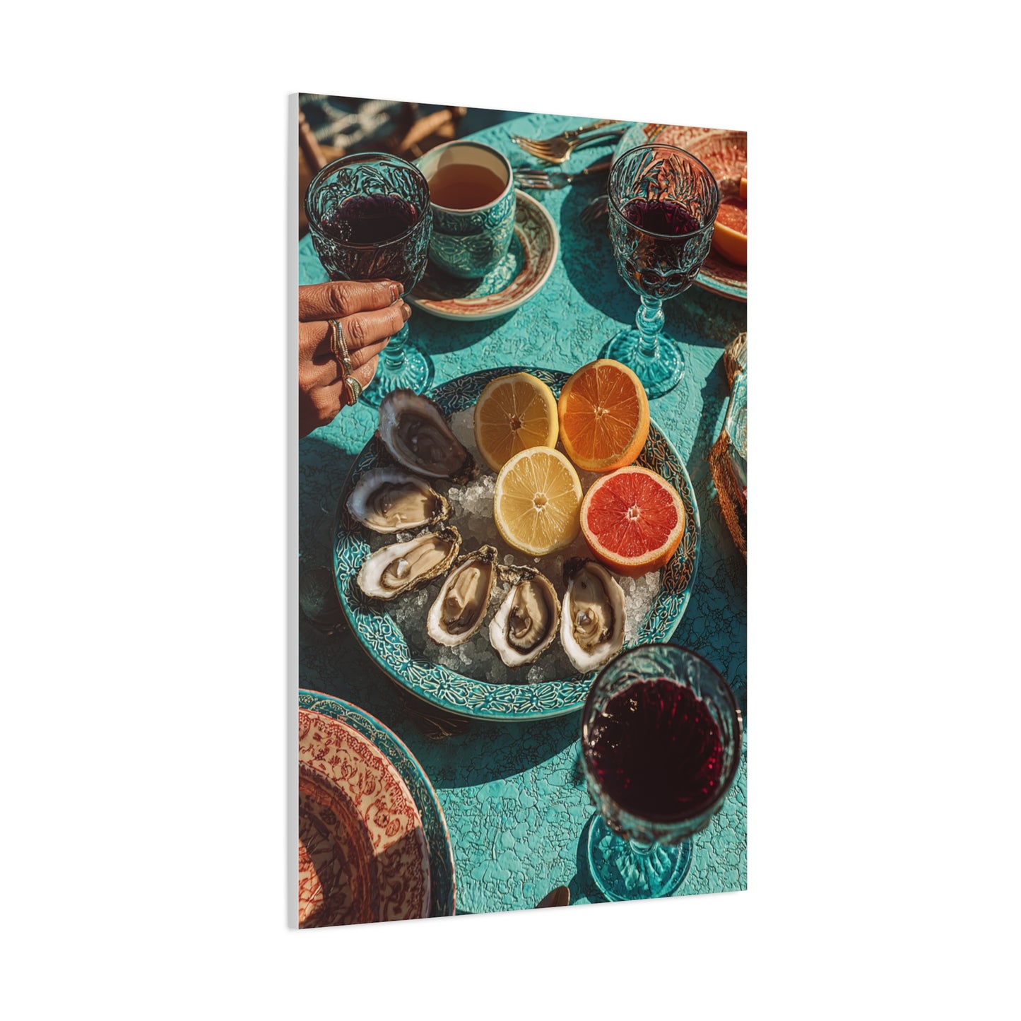 Mediterranean Seafood Table Still Life Wall Art & Canvas Print
