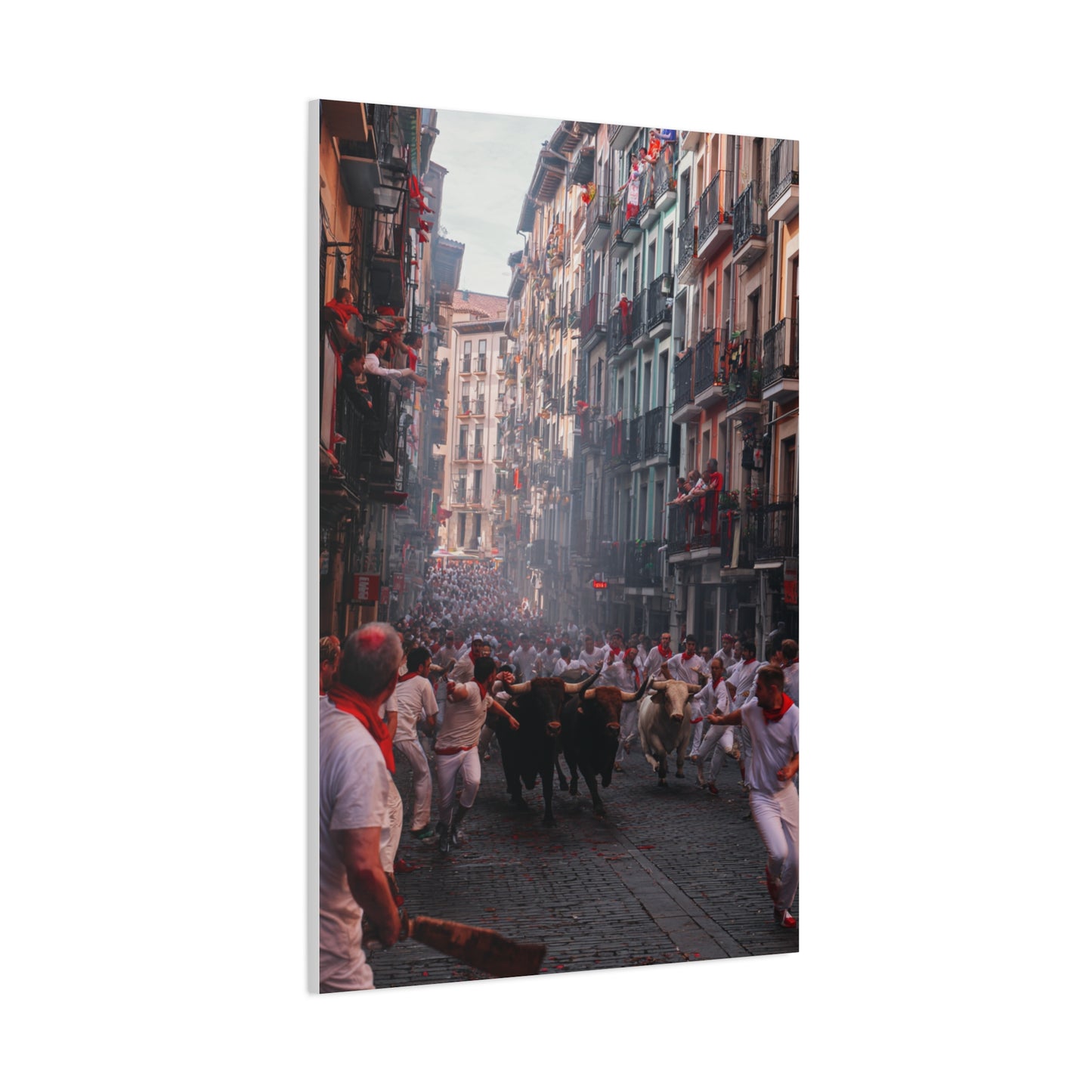 San Fermín Running of the Bulls Street Charge Wall Art & Canvas Print