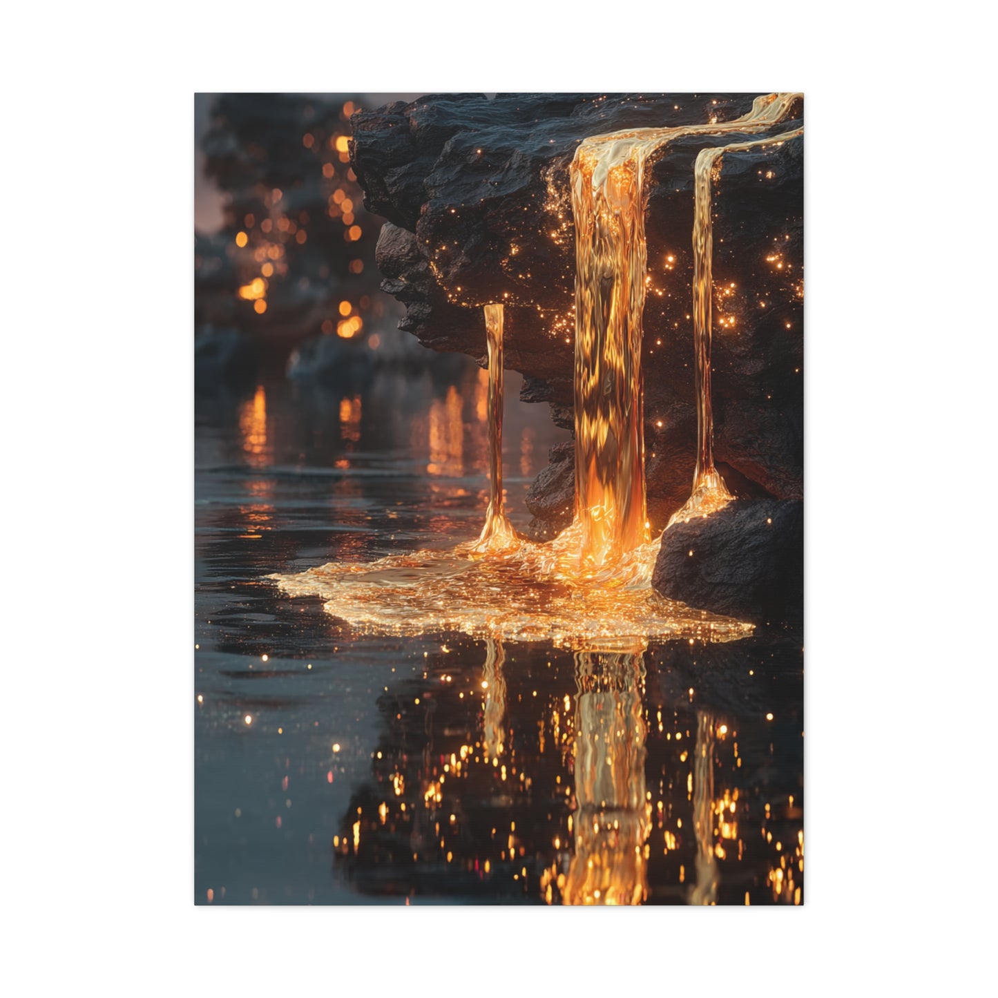 Molten Gold Waterfall Wall Art & Canvas Print