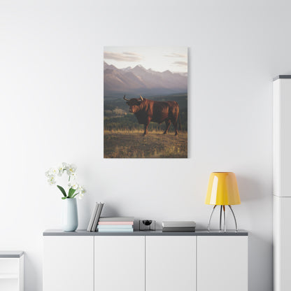 Mountain Ridge Bull Landscape Wall Art & Canvas Print
