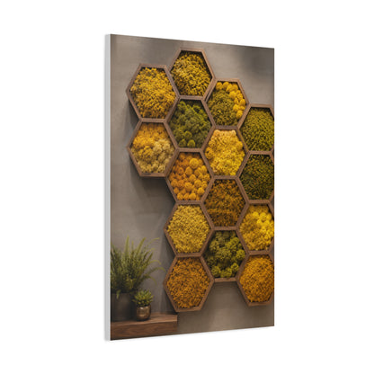 Honeycomb Preserved Moss Biophilic Installation Wall Art & Canvas Print