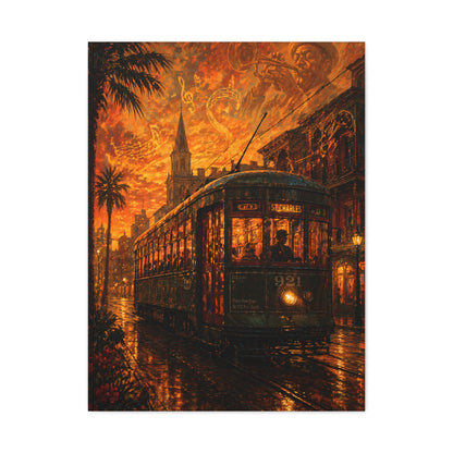 Historic Streetcar Jazz Sunset Wall Art & Canvas Print