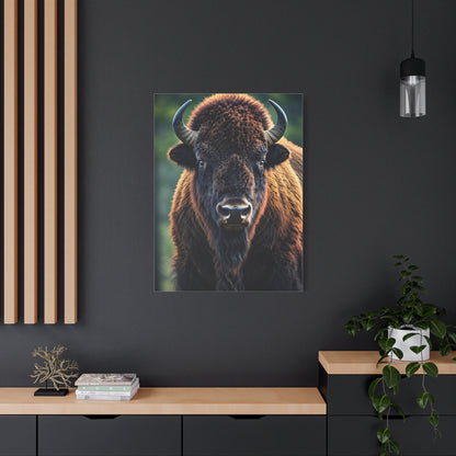 Vibrant Prairie Bison with Natural Green Backdrop Wall Art & Canvas Print