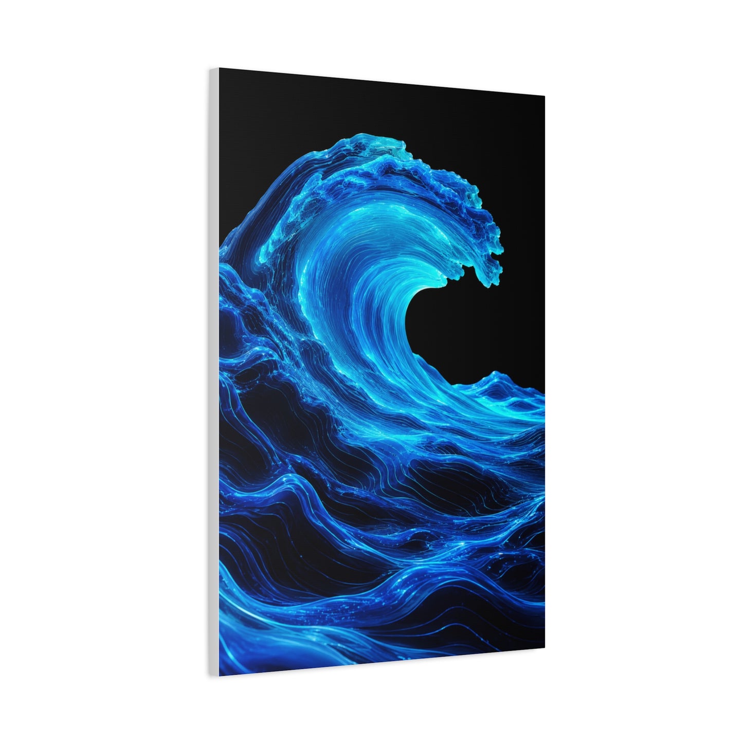 Luminous Neon Blue Wave Energy Wall Art & Canvas Print