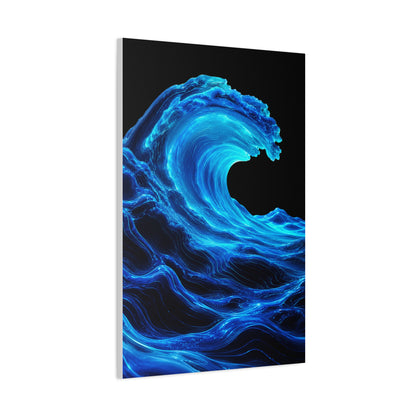 Luminous Neon Blue Wave Energy Wall Art & Canvas Print