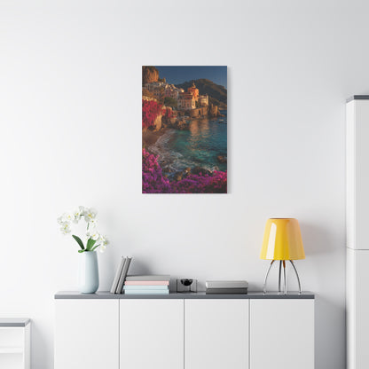 Amalfi Coast Bougainvillea Cliffs Wall Art & Canvas Print