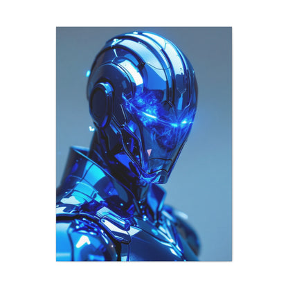 Futuristic Blue Chrome Figure Wall Art & Canvas Prints