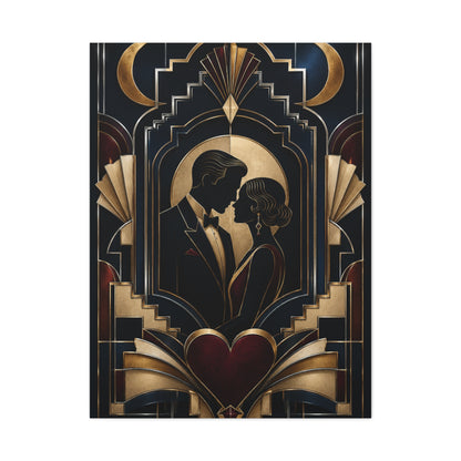 Neo-Deco Midnight Lovers Silhouette Wall Art & Canvas Print