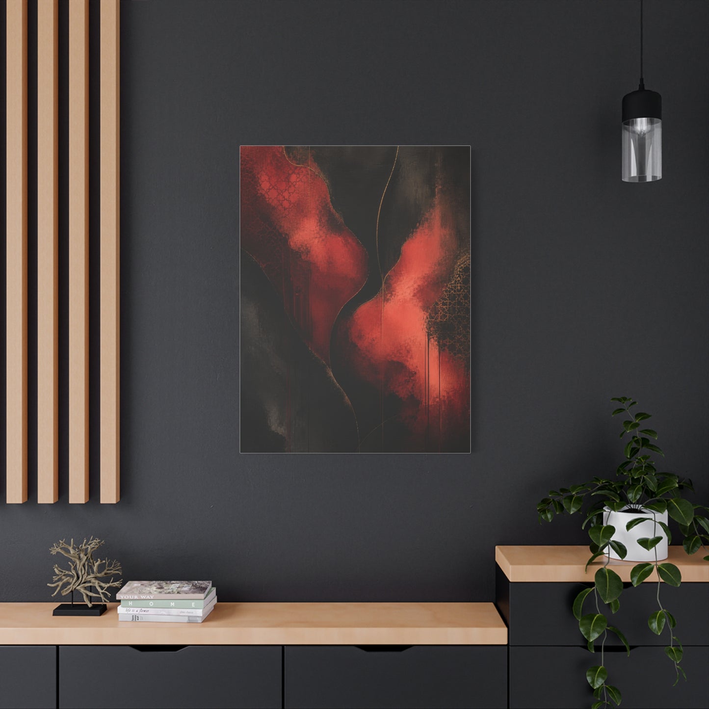 Red and Black Luxury Abstract Flow Wall Art & Canvas Print