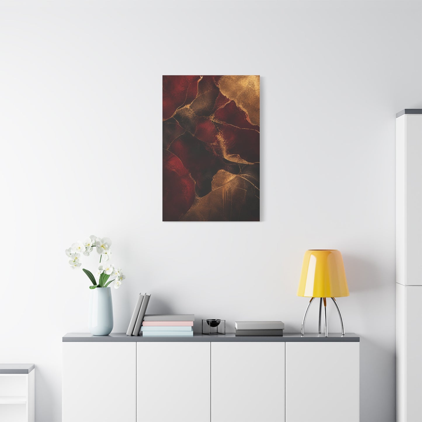Oxblood and Gold Luxury Abstract Wall Art & Canvas Print
