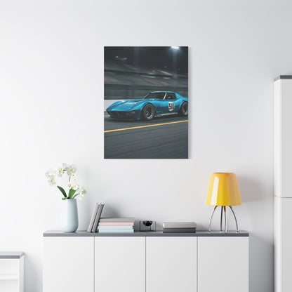 1970 Chevrolet Corvette C3 Pit Lane Under Lights Wall Art & Canvas Prints