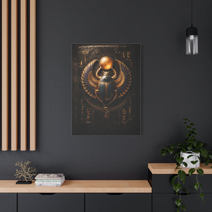 Egyptian Scarab Gold Relief Wall Art & Canvas Print