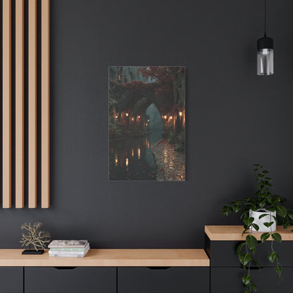 Gothic Autumn Canal Bridge Wall Art & Canvas Print