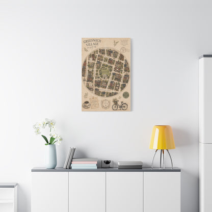 Greenwich Village Illustrated Map Wall Art & Canvas Print