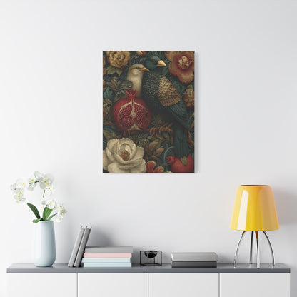 Vintage Botanical Birds & Pomegranate Wall Art & Canvas Print