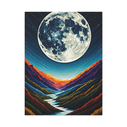 Midnight Moonlit Peaks Wall Art & Canvas Print