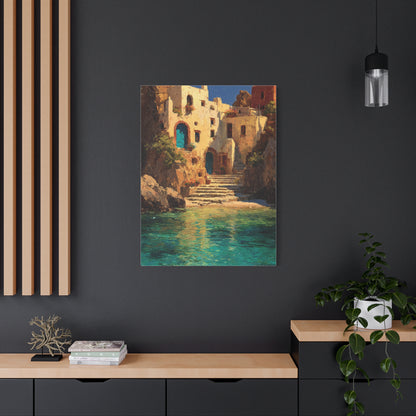 Mediterranean Coastal Village Wall Art & Canvas Print