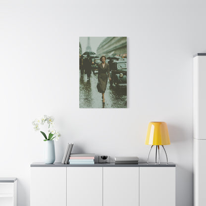 Parisian Rainy Street Elegance Wall Art & Canvas Print